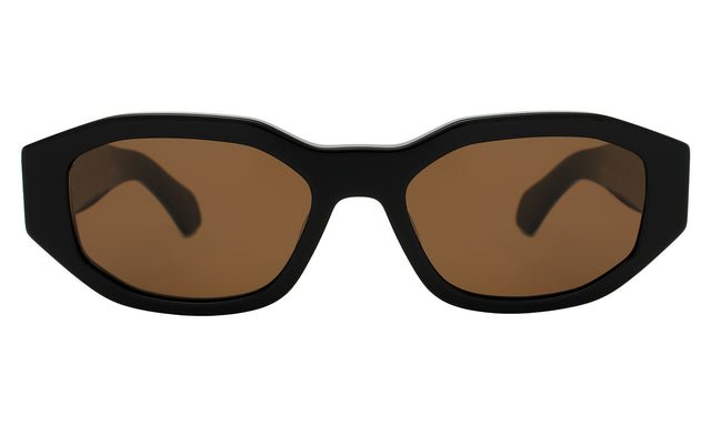Cassette Sunglasses in Black with Brown Flat