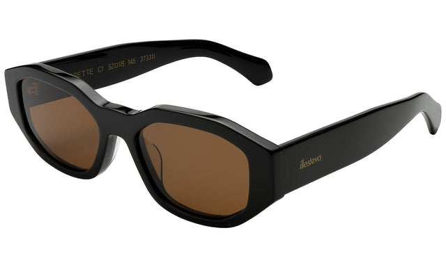 Cassette Sunglasses Side Profile in Black / Brown Flat