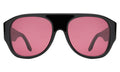 Front view of Colorado Sunglasses in Black/Plum See Through