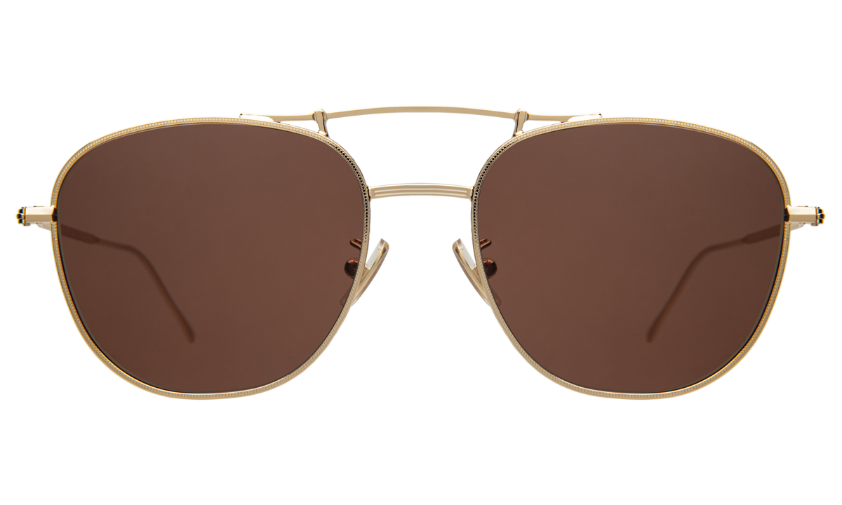 Cyprus Sunglasses in Gold with Brown Flat lenses, front view