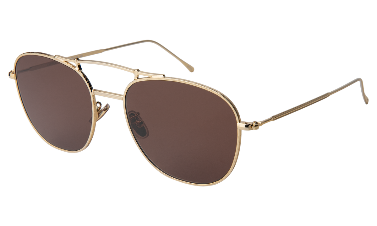 Cyprus Sunglasses in Gold with Brown Flat lenses, side view