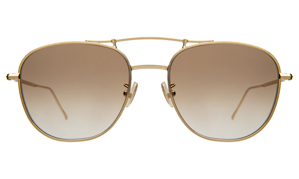 Cyprus Sunglasses in Gold with Taupe Flat Gradient lenses, front view