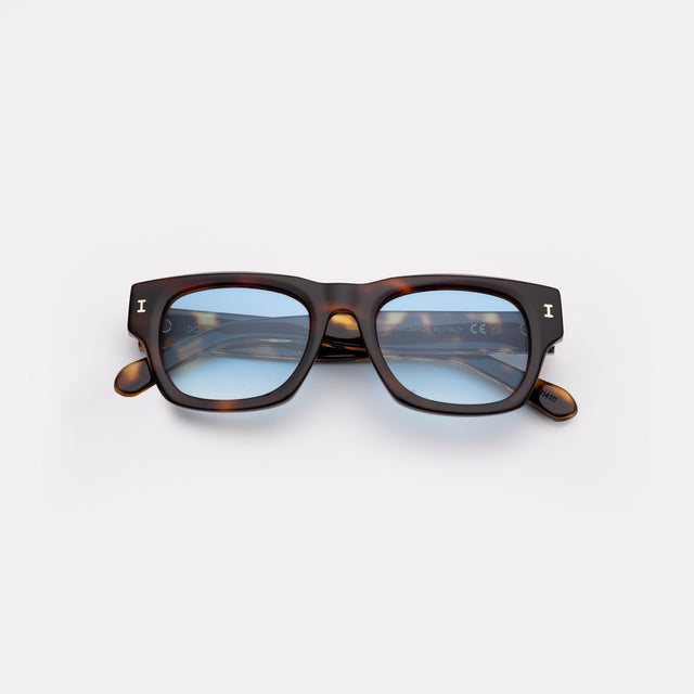 Dolomites Sunglasses side view in Havana/Gold / Blue Gradient See Through