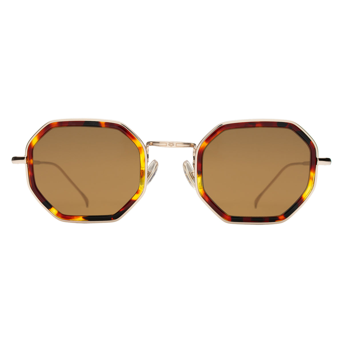 Dylan Tate Sunglasses in Star Tortoise with Gold lenses, front view