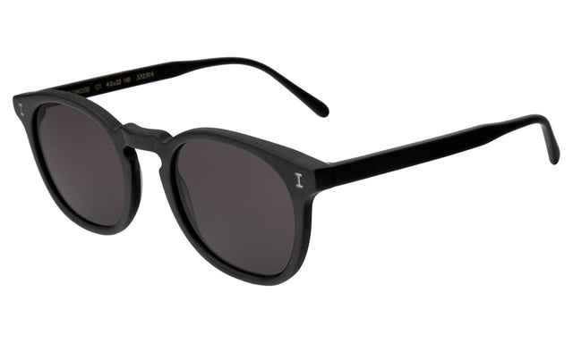 Eldridge 48 Light Sunglasses Side Profile in Matte Black / Grey Flat