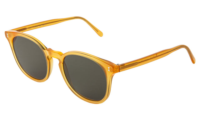 Eldridge 56 Light Sunglasses Side Profile in Honey Gold / Olive Flat