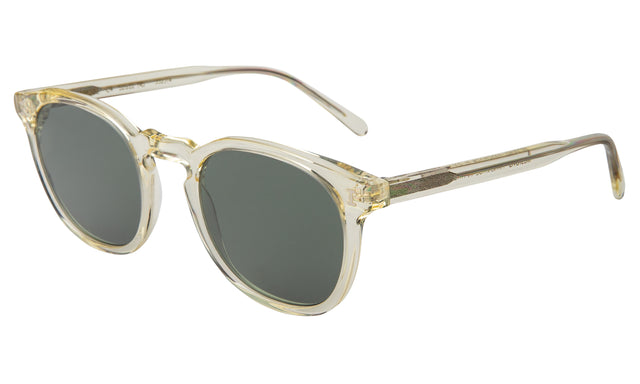 Eldridge Sunglasses Side Profile in Champagne / Olive Flat
