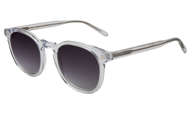 Eldridge Sunglasses Side Profile in Clear / Grey Flat Gradient
