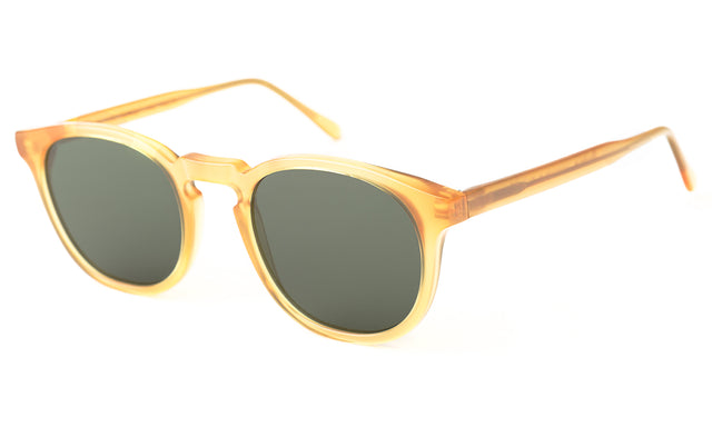 Eldridge Light Sunglasses Side Profile in Honey Gold / Olive Flat
