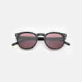 Front view of Eldridge 48 Sunglasses in Black/Plum Flat See Through
