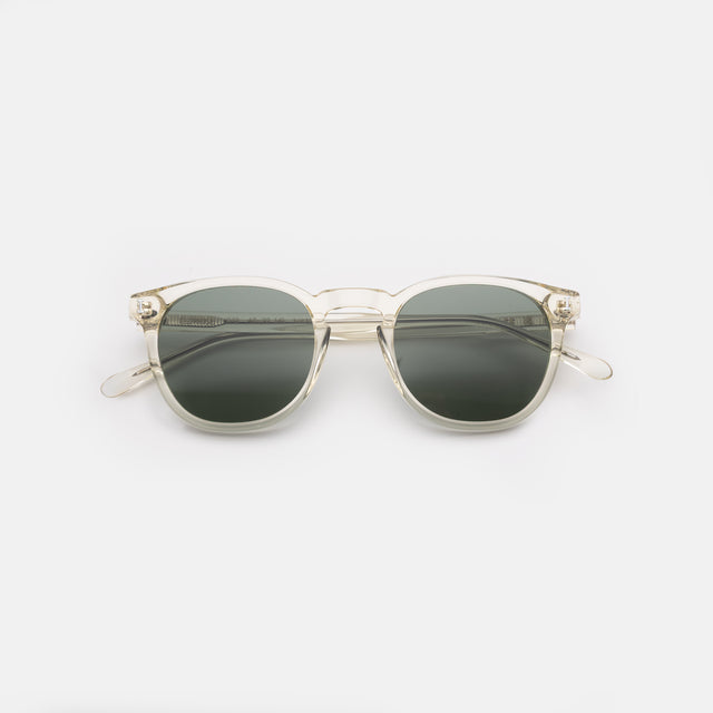 Eldridge 48 Sunglasses side view in Champagne / Olive Flat