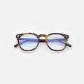 Front view of Eldridge 48 Sunglasses in Havana/Blue Flat Gradient See Through