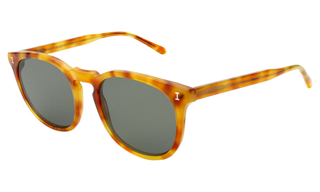 Eldridge 56 Sunglasses side view in Amber / Olive Flat