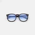 Front view of Eldridge 56 Sunglasses in Black/Blue Flat Gradient See Through
