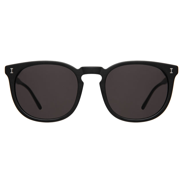 Eldridge 56 Sunglasses front view in Matte Black with Grey Flat