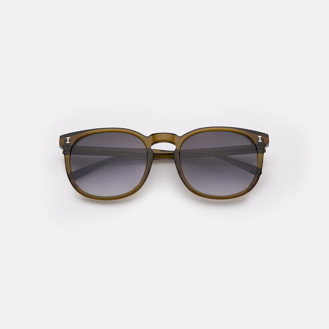 Eldridge 56 Sunglasses side view in Moss / Grey Flat Gradient