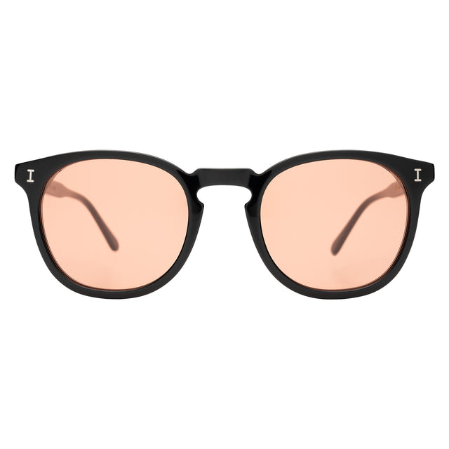 Eldridge Sunglasses front view in Black with Sunset Flat