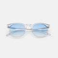 Front view of Eldridge Sunglasses in Clear/Blue Flat Gradient See Through