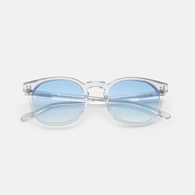 Eldridge Sunglasses side view in Clear / Blue Flat Gradient See Through