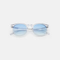 Front view of Eldridge Sunglasses in Clear/Blue Flat Gradient See Through