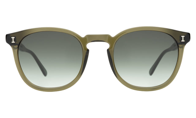 Eldridge Sunglasses front view in Green with Olive Flat Gradient
