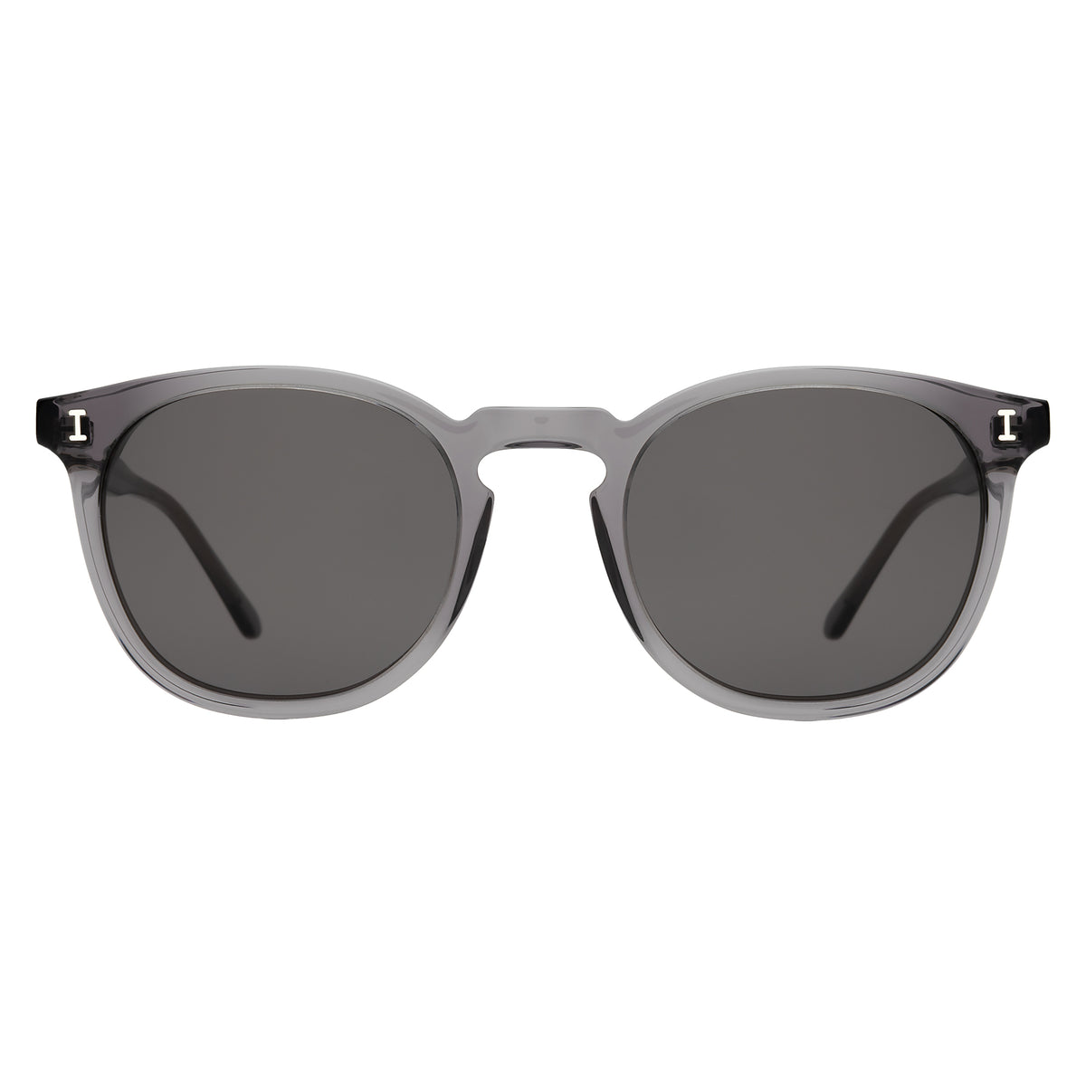 Eldridge Sunglasses in Mercury with Grey Flat lenses, front view