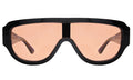 Front view of Elio Sunglasses in Black/Apricot See Through