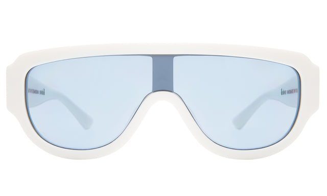 Elio Sunglasses front view in White with Blue See Through