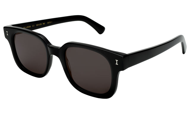 Ellison Sunglasses Side Profile in Black / Grey Flat