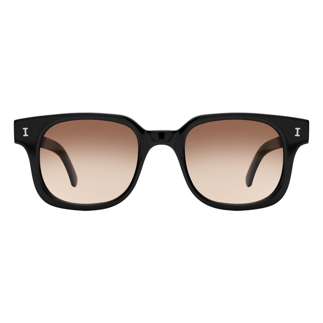Ellison Sunglasses front view in Black with Brown Flat Gradient