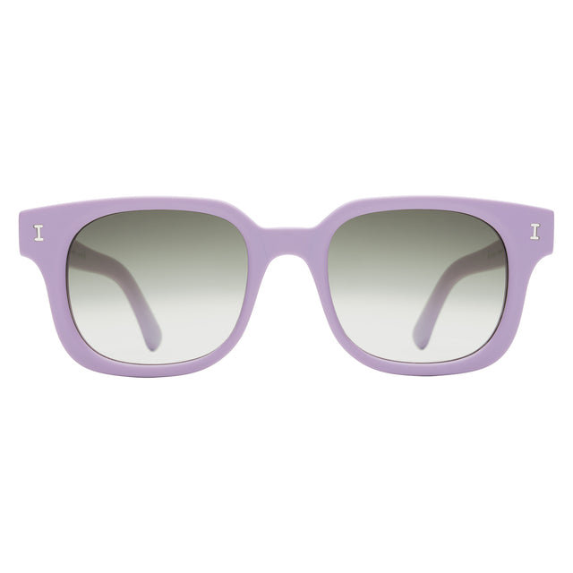 Ellison Sunglasses front view in Matte Lavender with Olive Flat Gradient