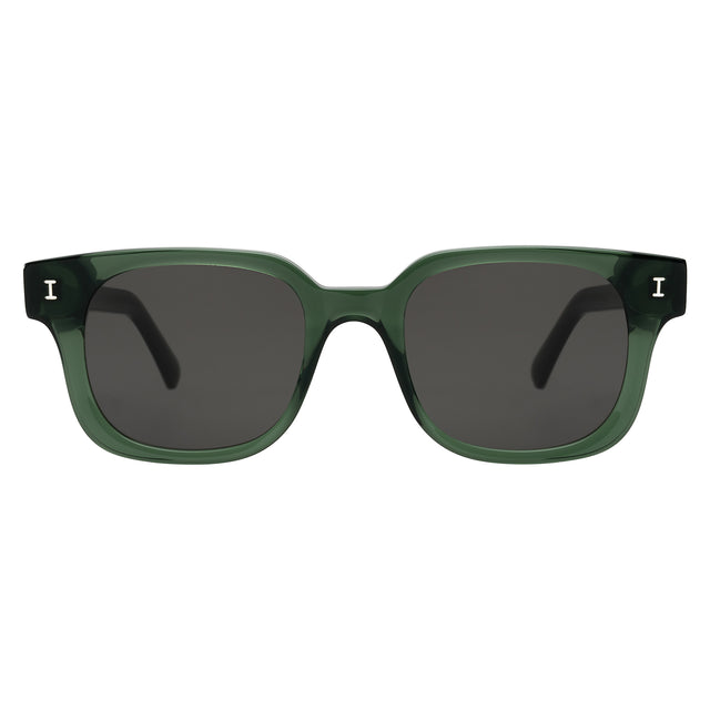 Ellison Sunglasses front view in Pine with Grey Flat
