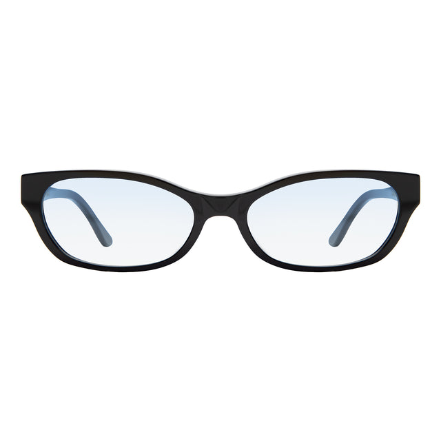 Encinitas Sunglasses front view in Black with Blue Gradient See Through