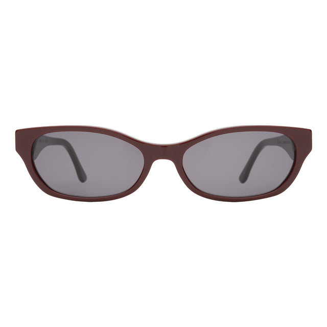Encinitas Sunglasses front view in Bordeaux with Grey