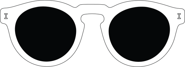 Outline of Leonard Sunglasses with white frame and black lenses on a transparent background