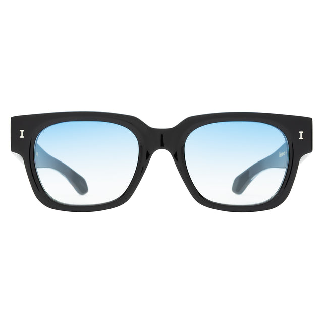 Francesco Sunglasses front view in Black/Gold with Blue Gradient See Through