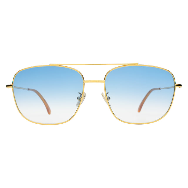 Frankie Sunglasses front view in Gold with Blue Flat Gradient See Through