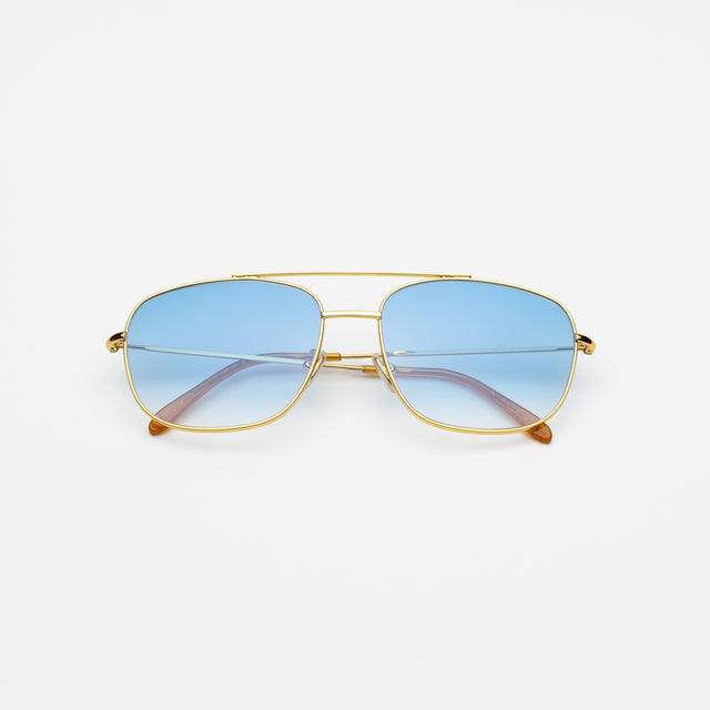 Frankie Sunglasses side view in Gold / Blue Flat Gradient See Through