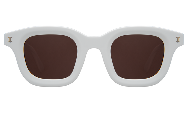 George Sunglasses in White with Brown Flat