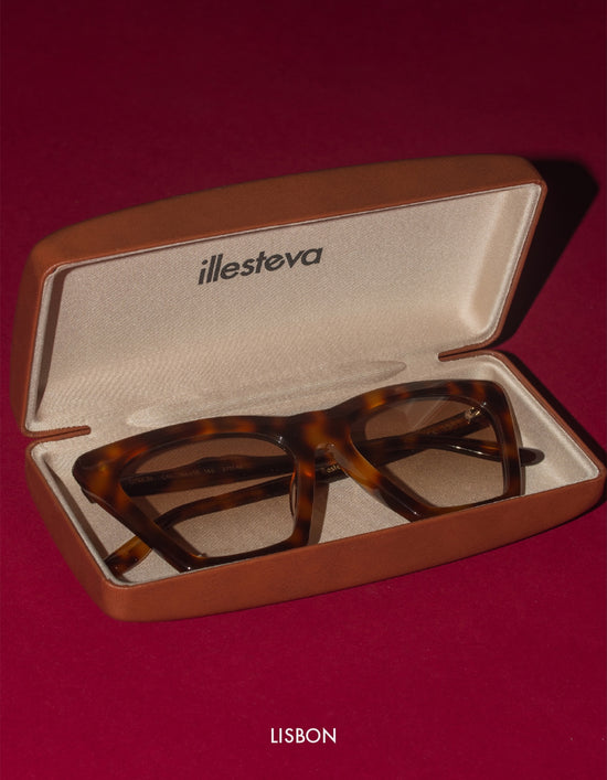 Lisbon Sunglasses in Havana with Taupe Gradient in a Hard Case