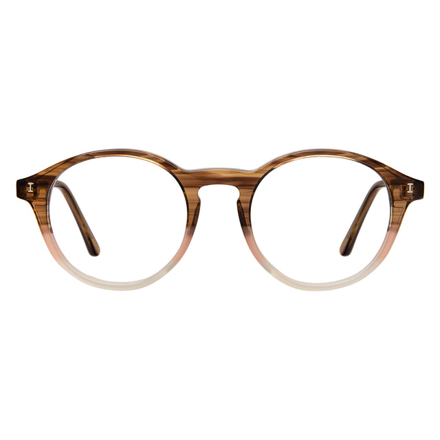 Gila Optical front view in Blush Oak Optical