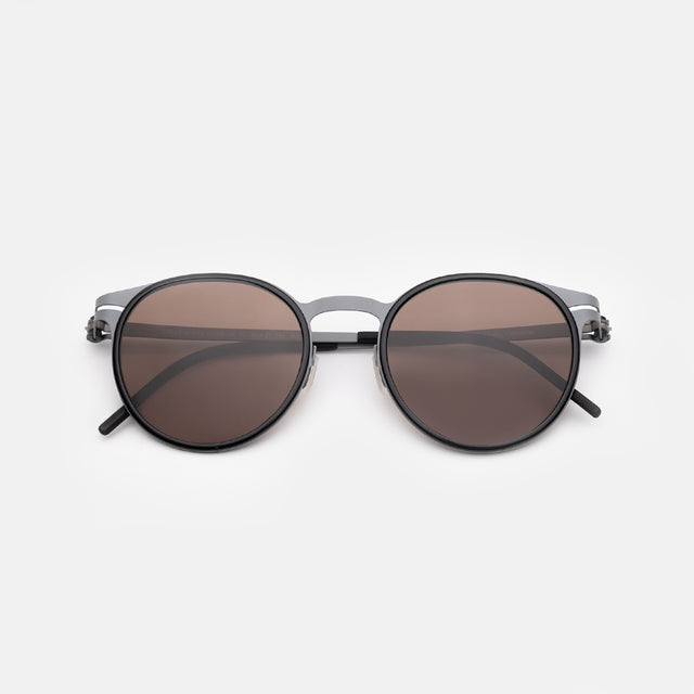 Great Jones Titanium Sunglasses side view in Black/Matte Silver Brown