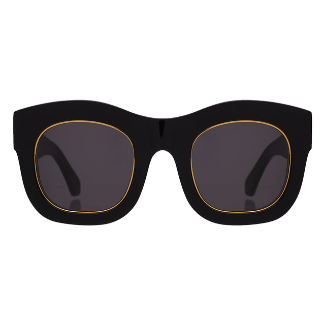 Product shot of Hamilton Ring Sunglasses in Black (Front View)