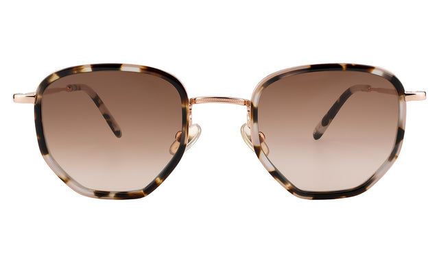 Hunter Ace Sunglasses in White Tortoise/Rose Gold with Brown Gradient