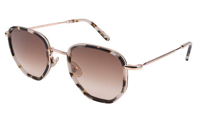 Hunter Ace Sunglasses Side Profile in White Tortoise/Rose Gold / Brown Gradient