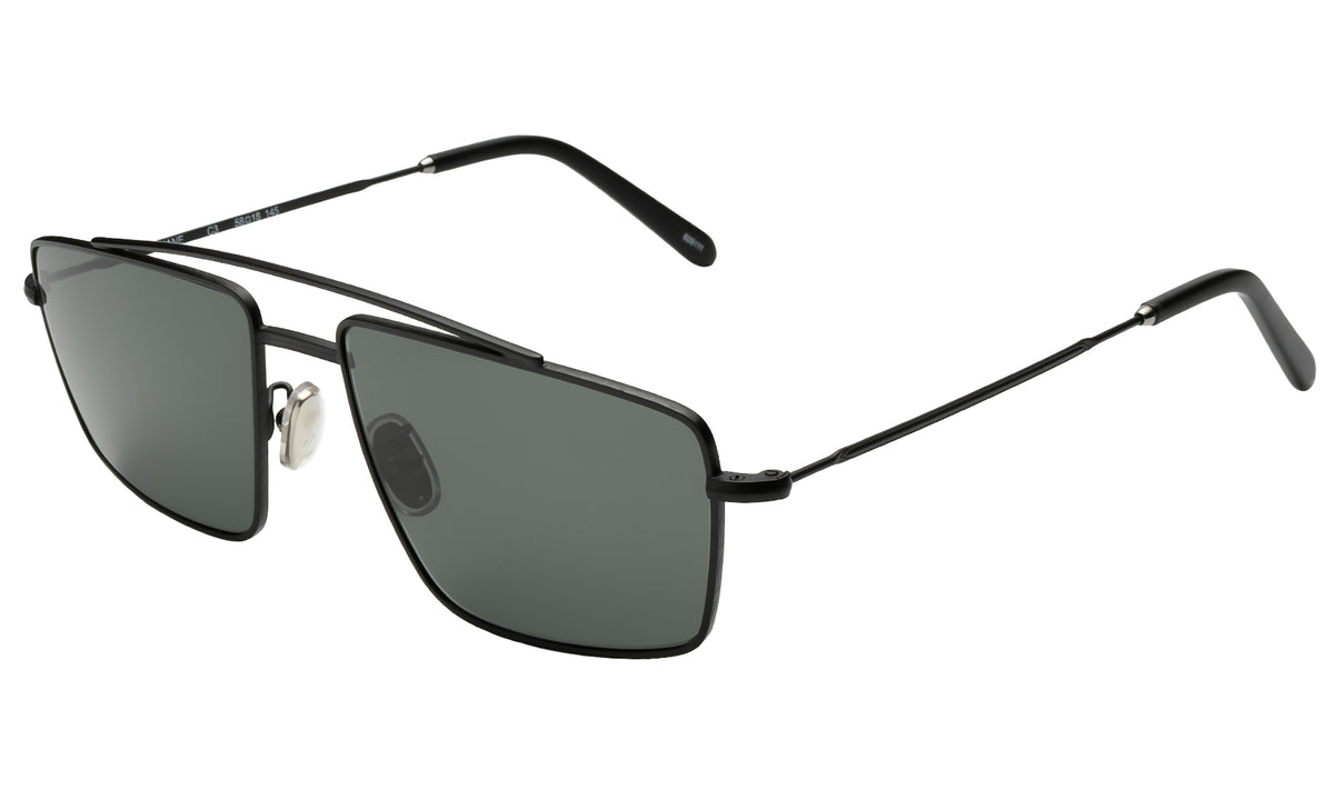 Jane Sunglasses in Matte Black with Olive lenses, side view