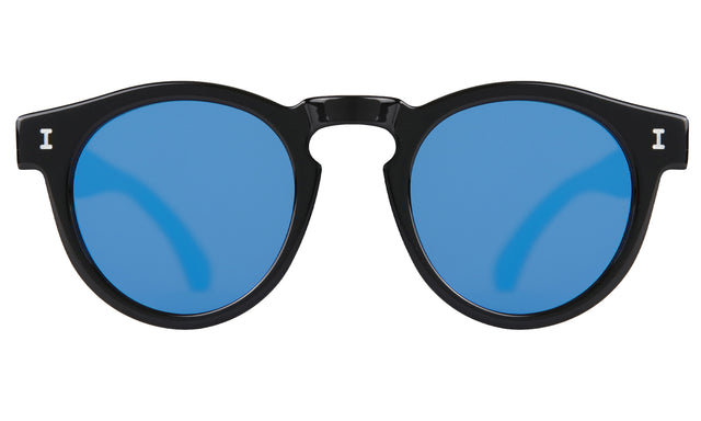 Leonard (Flex Hinge) Sunglasses in Black Blue Flat Mirror