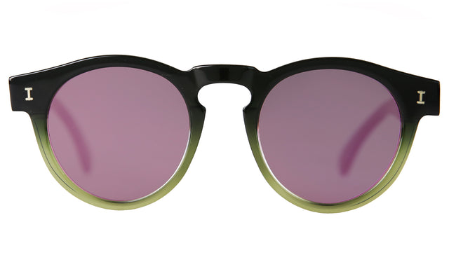 Leonard Eco Sunglasses in Half/Half Dark Green Bordeaux Flat Mirror