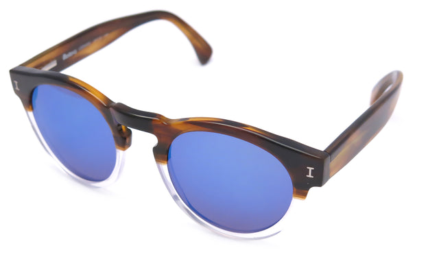 Leonard (Classic Flex Hinge) Sunglasses Side Profile in Half/Half / Blue Mirror