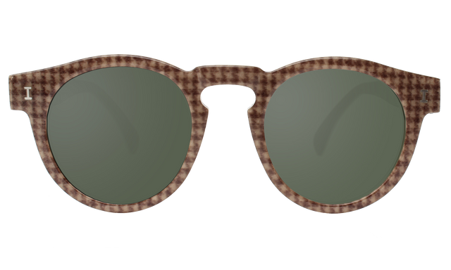 Leonard (Classic Flex Hinge) Sunglasses in Houndstooth with Olive Metal Mirror